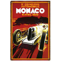 Reproduction Nostalgic Monaco Grand Prix 1930 Metal Sign - 12" x 18"