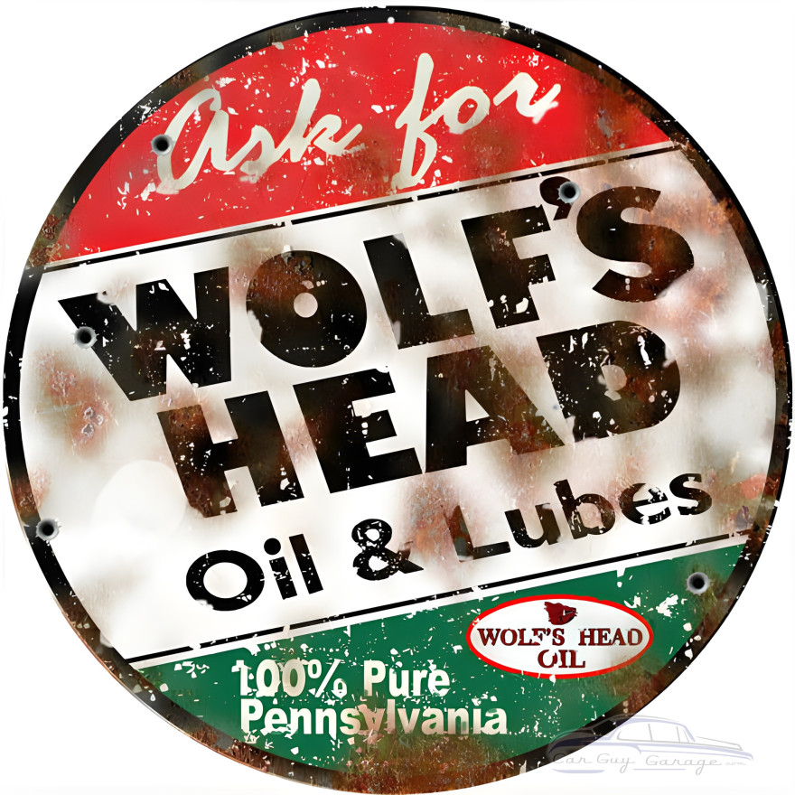 Wolf's Head Oil And Lube Metal Sign - 24" Round Wolf's Head Oil And Lube Metal Sign - 24" Round