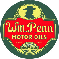 WM Penn Motor Oils Metal Sign - 30" Round
