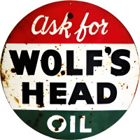 Wolf's Head Oil Metal Sign - 18" Round
