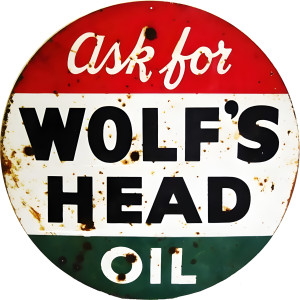 Wolf's Head Oil Reproduction Metal Sign - 30" Round
