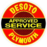Desoto Plymouth Approved Service Metal Sign - 18" Round