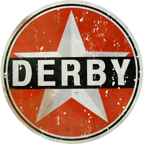 Derby Gasoline Metal Sign - 18" Round