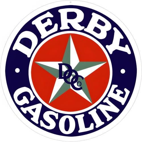 Derby Gasoline Metal Sign - 24" Round