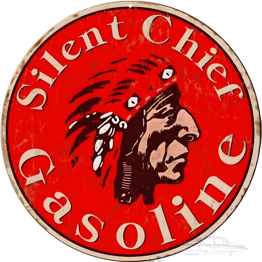 Silent Chief Gasoline Metal Sign - 24" Round Silent Chief Gasoline Metal Sign - 24" Round