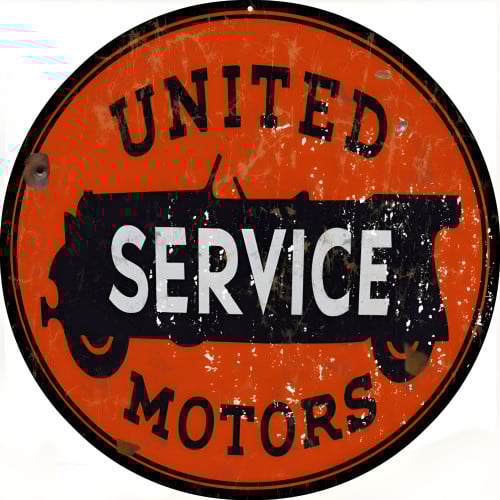 United Service Motors Metal Sign - 30" Round