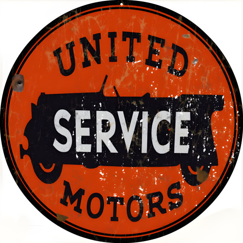 United Service Motors Metal Sign - 24" Round