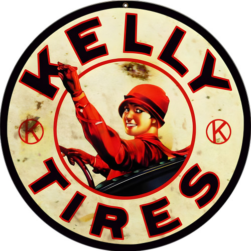 Kelly Tires Metal Sign - 14" Round