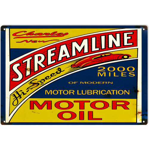 Charley Motor Oil Metal Sign - 12" x 18"