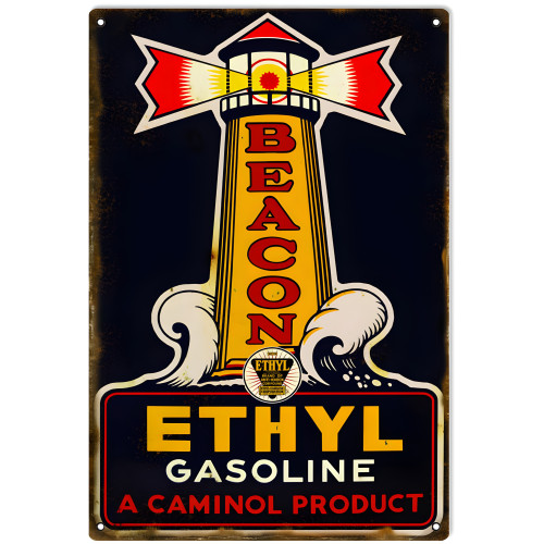 Beacon Ethyl Gasoline Metal Sign - 12" x 18"