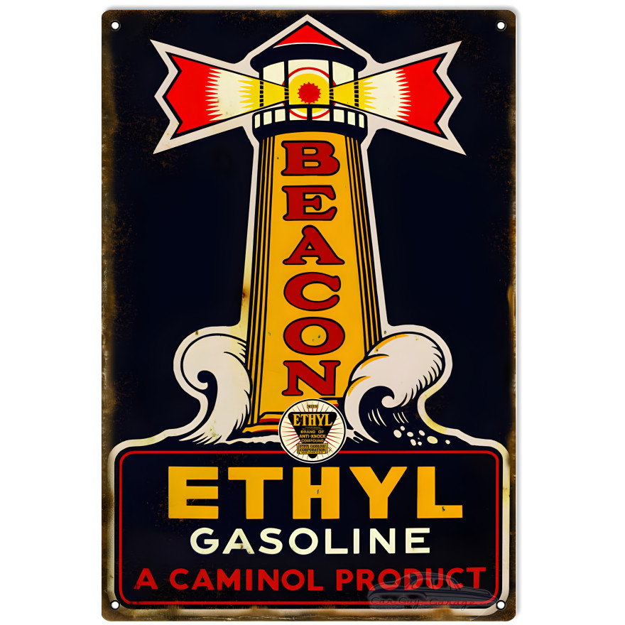 Beacon Ethyl Gasoline Metal Sign - 12" x 18" Beacon Ethyl Gasoline Metal Sign - 12" x 18"