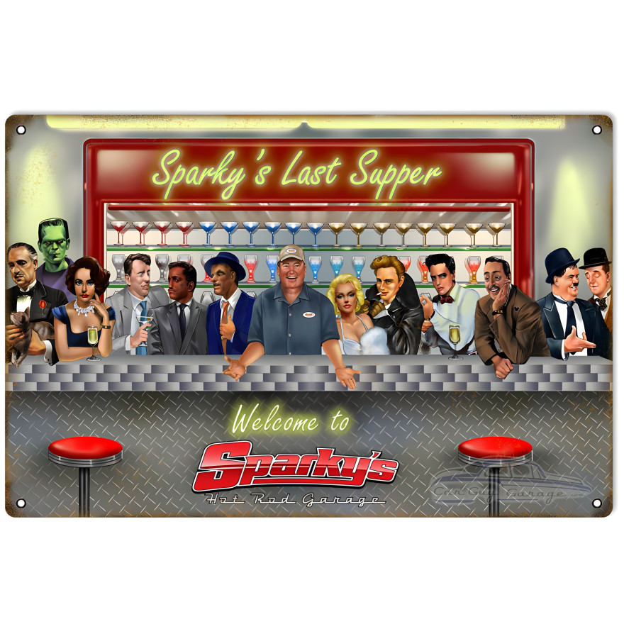 Welcome To Sparky's Garage Metal Sign - 12" x 18" Welcome To Sparky's Garage Metal Sign - 12" x 18"
