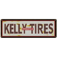 Kelly Tires Springfield Metal Sign - 8" x 24"