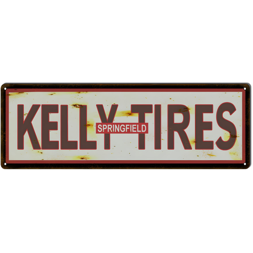 Kelly Tires Springfield Metal Sign - 6" x 18" Kelly Tires Springfield Metal Sign - 6" x 18"