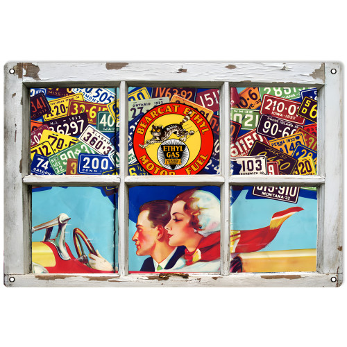 Reproduction Aged Looking Nostalgic License Plate Metal Sign - 12" x 18"