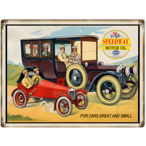 Speedway Great And Small Motor Oil Metal Sign - 9" x 12"