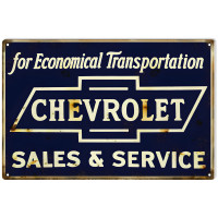 Economical Transportation Chevrolet Metal Sign - 12" x 18"