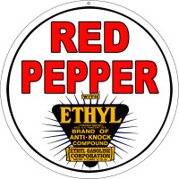 Red Pepper Ethyl Motor Oil Metal Sign - 14" Round