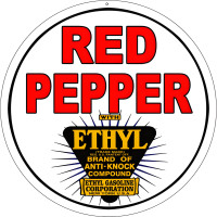 Red Pepper Ethyl Motor Oil Metal Sign - 18" Round