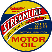 Charley Streamline Motor Oil Metal Sign - 24" Round