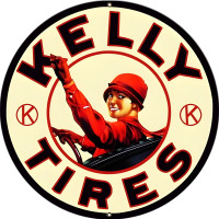 Kelly Tires Garage Shop Metal Sign - 24" Round