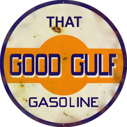 Good Gulf Gasoline Metal Sign - 24" Round