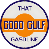 Good Gulf Gasoline Metal Sign - 18" Round