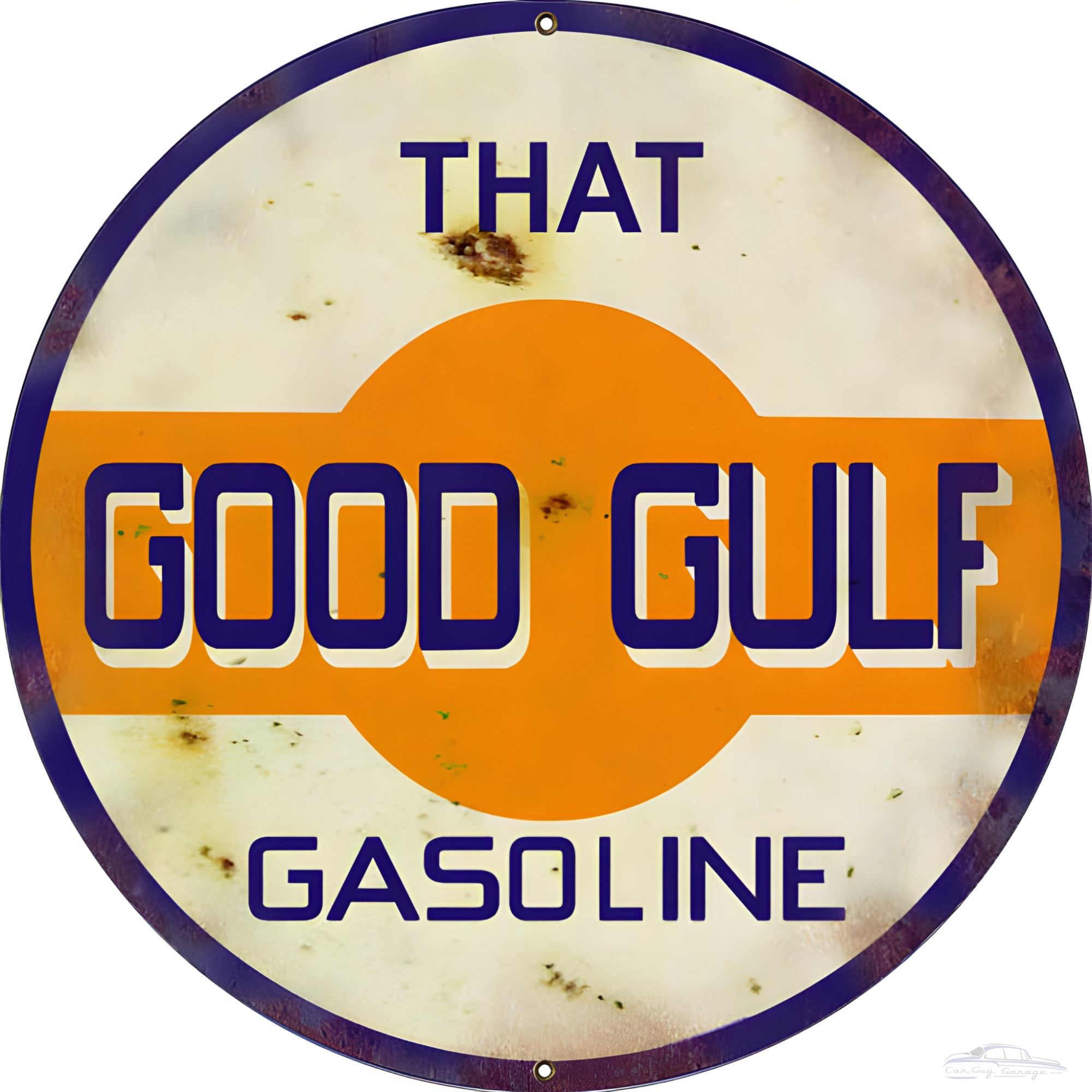 Good Gulf Gasoline Metal Sign - 18" Round