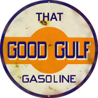 Good Gulf Gasoline Metal Sign - 18" Round