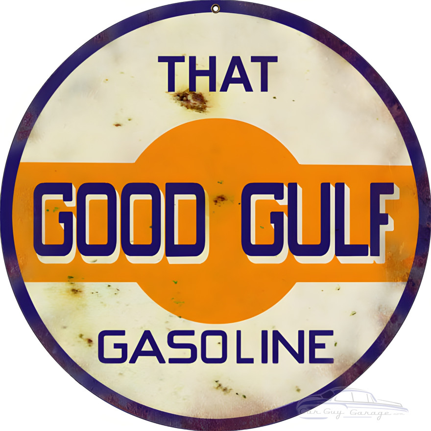 Good Gulf Gasoline Metal Sign - 14" Round Good Gulf Gasoline Metal Sign - 14" Round