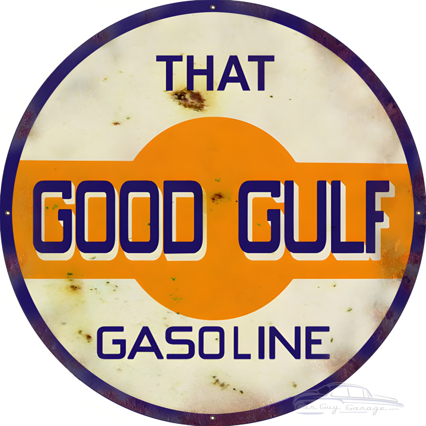 Good Gulf Gasoline Metal Sign - 30" Round Good Gulf Gasoline Metal Sign - 30" Round