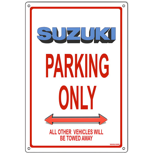 Suzuki Parking Only Metal Sign - 12" x 18"