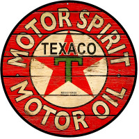 Texaco Motor Spirit Metal Sign - 14" Round