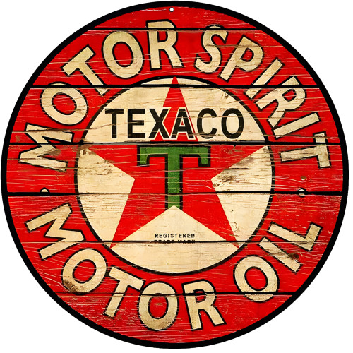 Texaco Motor Spirit Metal Sign - 14" Round