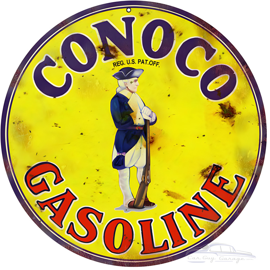 Conoco Gasoline Metal Sign - 18" Round Conoco Gasoline Metal Sign - 18" Round