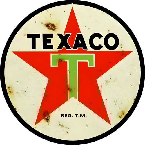 Texaco Motor Oil Metal Sign - 18" Round