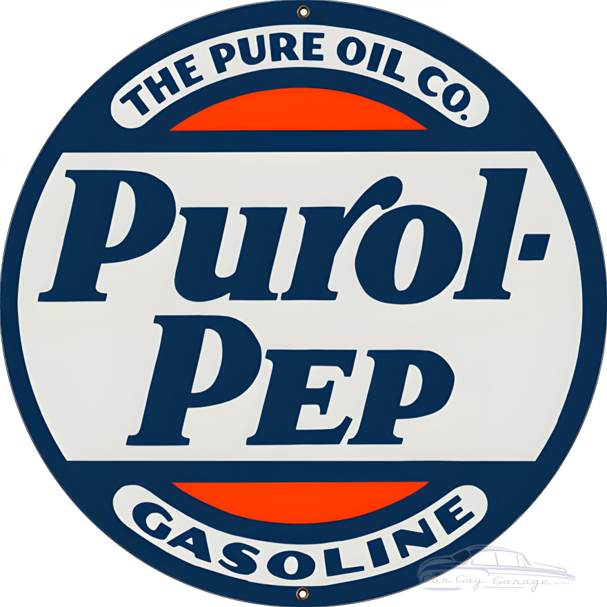 Pure Purol Pep Gasoline Metal Sign - 24" Round Pure Purol Pep Gasoline Metal Sign - 24" Round