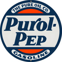 Pure Purol Pep Gasoline Metal Sign - 18" Round