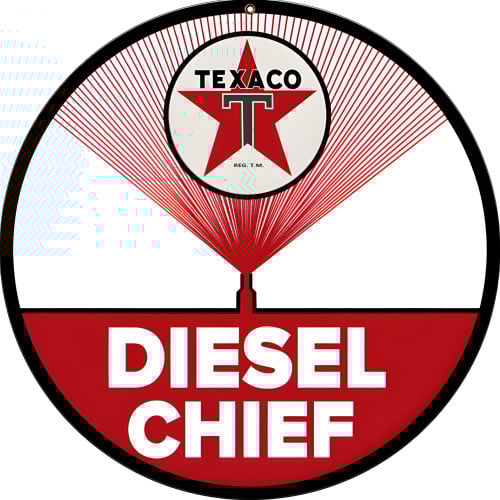 Texaco Diesel Chief Metal Sign - 14" Round