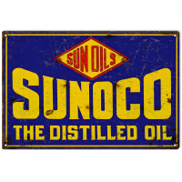 Sunoco Distilled Motor Oil Metal Sign - 12" x 18"