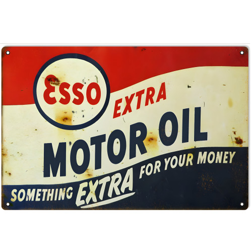 ESSO Extra Motor Oil Metal Sign - 12" x 18"