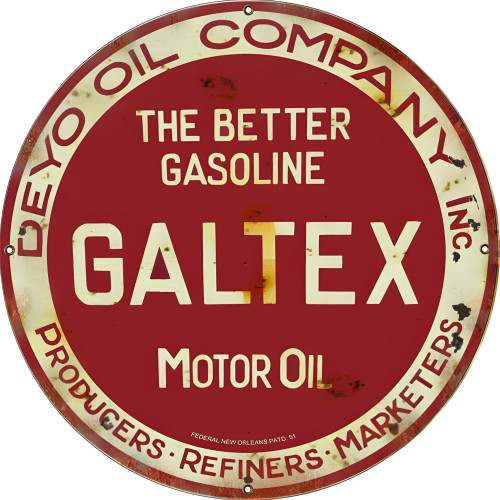 Galtex Motor Oil Metal Sign - 30" Round