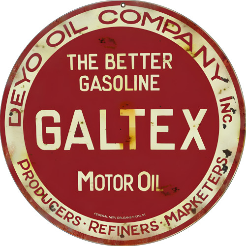 Deyo Galtex Motor Oil Metal Sign - 14" Round