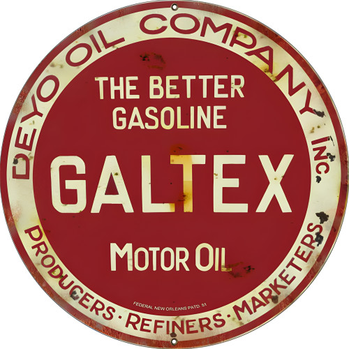 Deyo Galtex Motor Oil Metal Sign - 24" Round