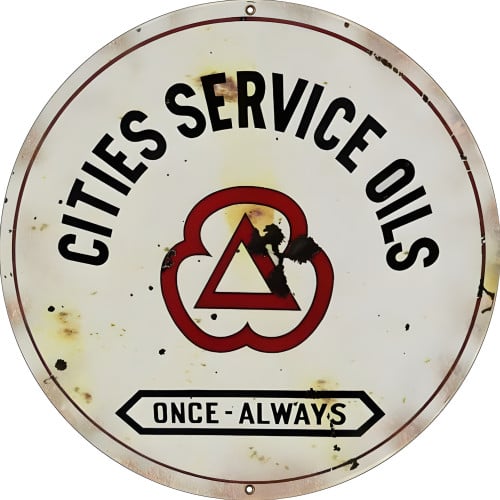 Cities Service Oils Metal Sign - 18" Round