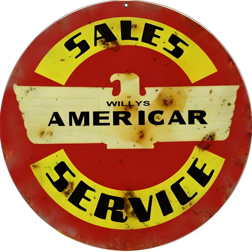 Americar Sales Service Metal Sign - 14" Round