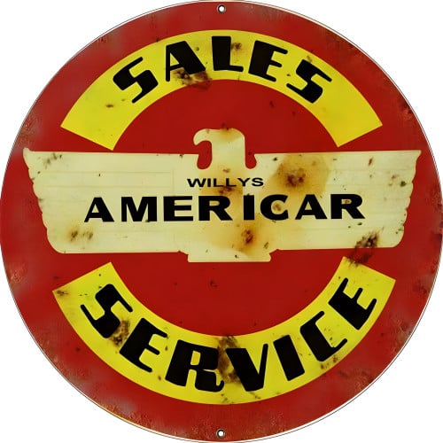 Americar Sales Service Metal Sign - 24" Round