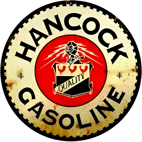 Hancock Gasoline Quality Metal Sign - 14" Round