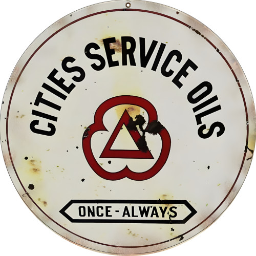 Cities Service Oils Metal Sign - 14" Round