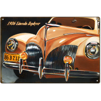 1936 Lincoln Zephyr Front End Metal Sign - 12" x 12"